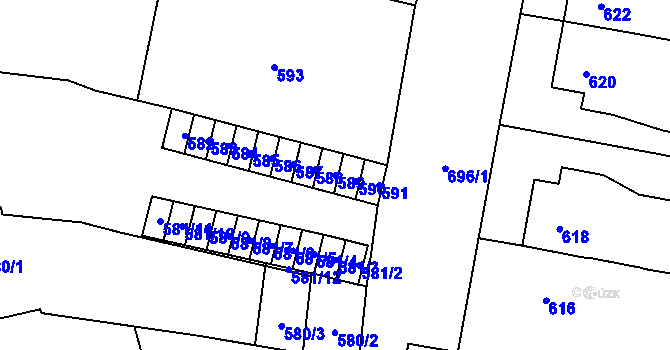Parcela st. 589 v KÚ Majetín, Katastrální mapa