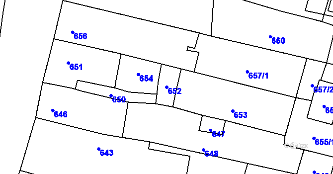 Parcela st. 652 v KÚ Majetín, Katastrální mapa