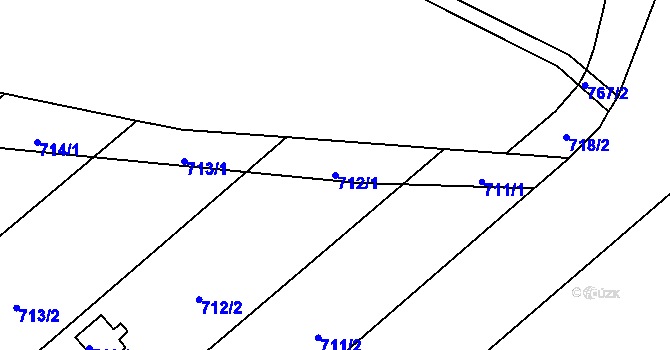 Parcela st. 712/1 v KÚ Majetín, Katastrální mapa