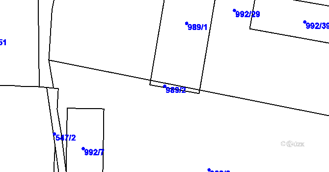 Parcela st. 989/2 v KÚ Majetín, Katastrální mapa
