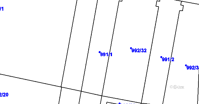 Parcela st. 991/1 v KÚ Majetín, Katastrální mapa