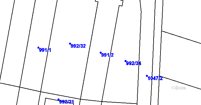 Parcela st. 991/2 v KÚ Majetín, Katastrální mapa