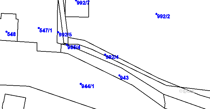 Parcela st. 992/4 v KÚ Majetín, Katastrální mapa