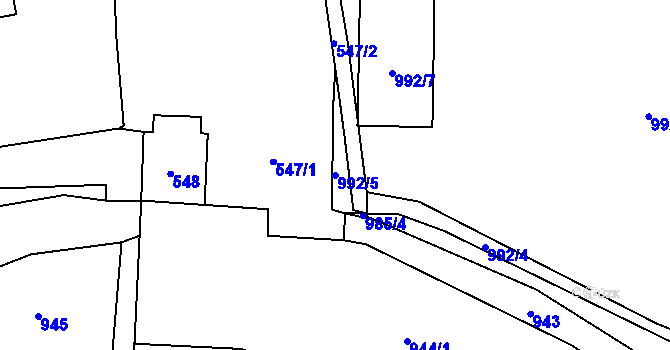 Parcela st. 992/5 v KÚ Majetín, Katastrální mapa