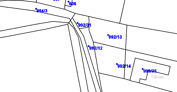 Parcela st. 992/12 v KÚ Majetín, Katastrální mapa