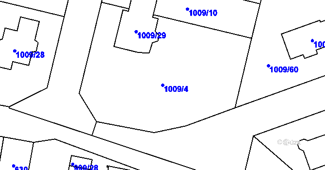 Parcela st. 1009/4 v KÚ Majetín, Katastrální mapa