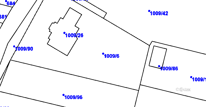 Parcela st. 1009/6 v KÚ Majetín, Katastrální mapa