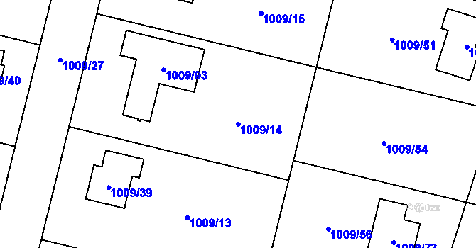 Parcela st. 1009/14 v KÚ Majetín, Katastrální mapa