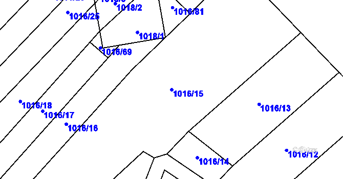Parcela st. 1016/15 v KÚ Majetín, Katastrální mapa