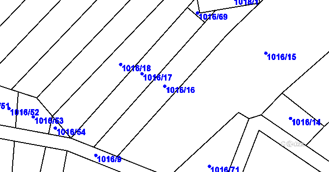 Parcela st. 1016/16 v KÚ Majetín, Katastrální mapa