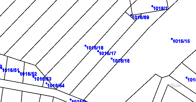 Parcela st. 1016/17 v KÚ Majetín, Katastrální mapa