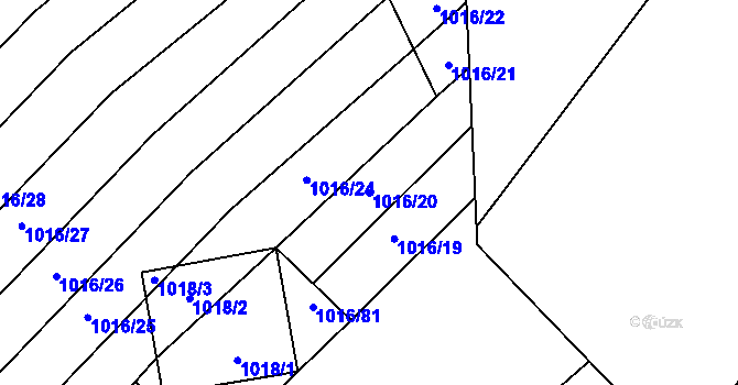 Parcela st. 1016/20 v KÚ Majetín, Katastrální mapa