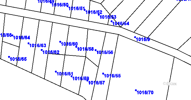 Parcela st. 1016/56 v KÚ Majetín, Katastrální mapa