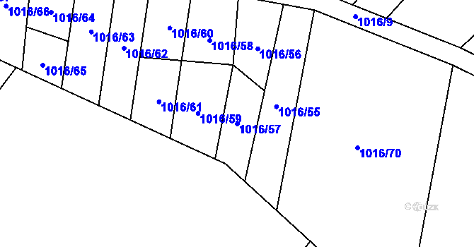 Parcela st. 1016/57 v KÚ Majetín, Katastrální mapa