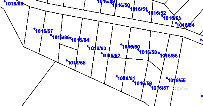 Parcela st. 1016/62 v KÚ Majetín, Katastrální mapa