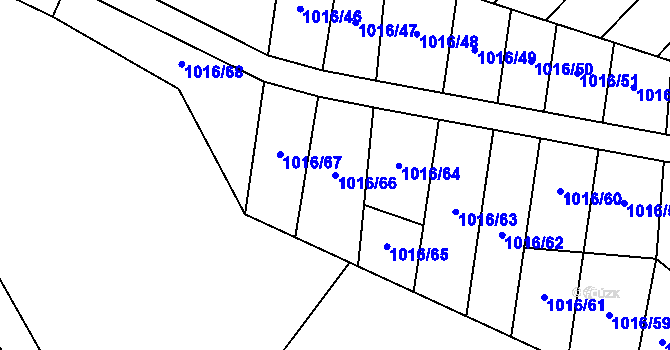 Parcela st. 1016/66 v KÚ Majetín, Katastrální mapa