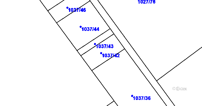 Parcela st. 1037/42 v KÚ Majetín, Katastrální mapa