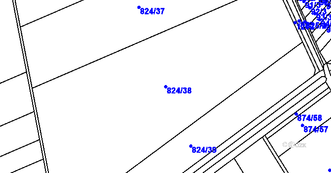 Parcela st. 824/38 v KÚ Majetín, Katastrální mapa