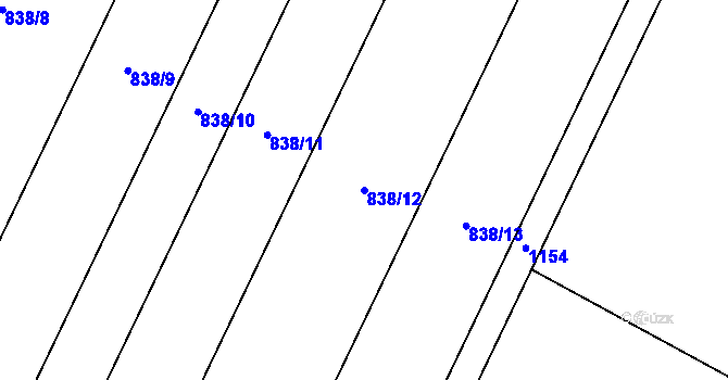 Parcela st. 838/12 v KÚ Majetín, Katastrální mapa