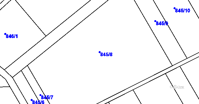 Parcela st. 845/8 v KÚ Majetín, Katastrální mapa