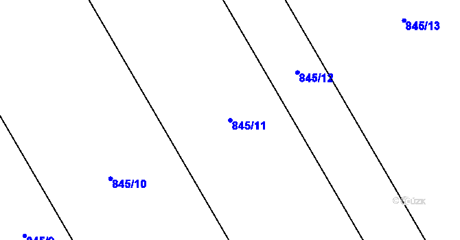 Parcela st. 845/11 v KÚ Majetín, Katastrální mapa
