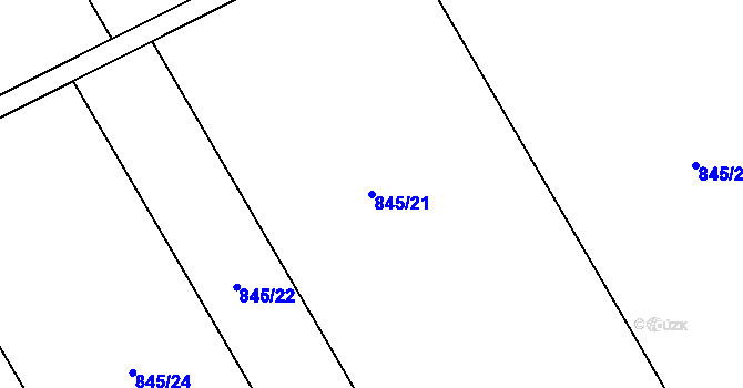 Parcela st. 845/21 v KÚ Majetín, Katastrální mapa