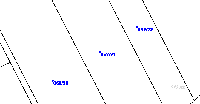 Parcela st. 862/21 v KÚ Majetín, Katastrální mapa