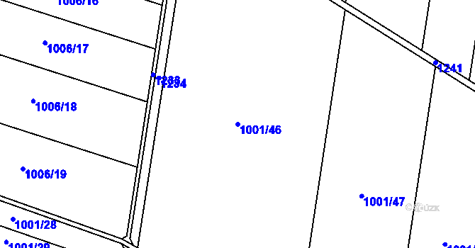 Parcela st. 1001/46 v KÚ Majetín, Katastrální mapa