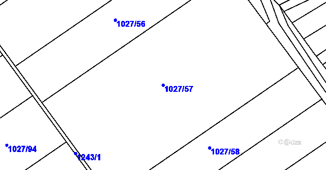 Parcela st. 1027/57 v KÚ Majetín, Katastrální mapa