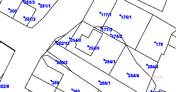 Parcela st. 254/5 v KÚ Majetín, Katastrální mapa