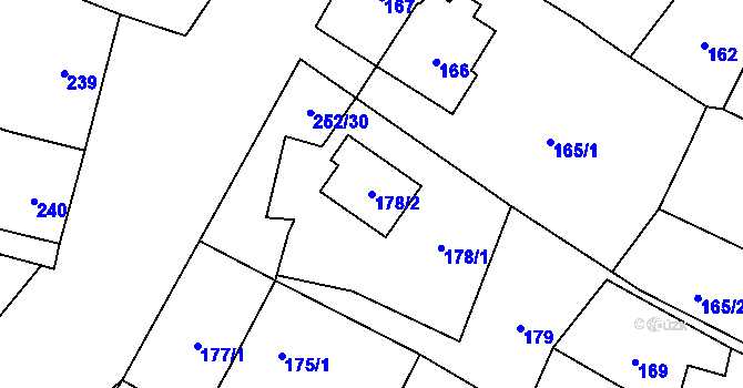 Parcela st. 178/2 v KÚ Majetín, Katastrální mapa