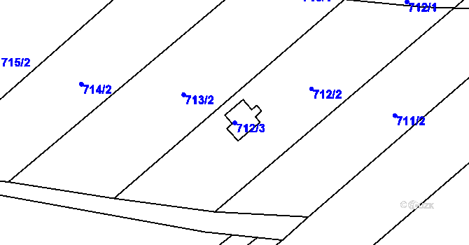 Parcela st. 712/3 v KÚ Majetín, Katastrální mapa