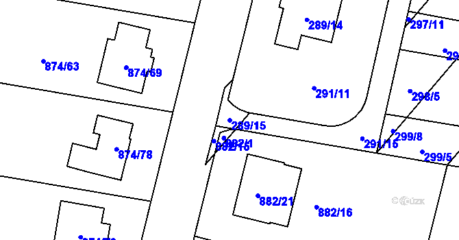 Parcela st. 289/15 v KÚ Majetín, Katastrální mapa