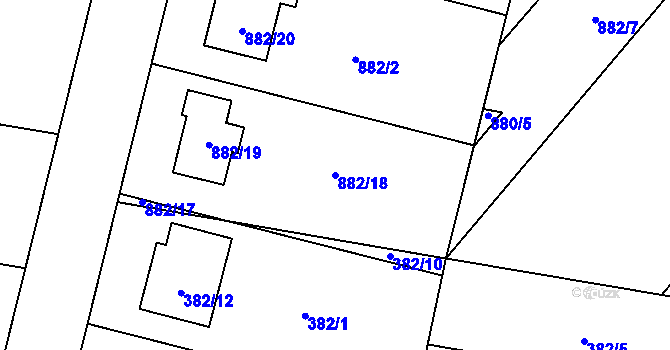 Parcela st. 882/18 v KÚ Majetín, Katastrální mapa