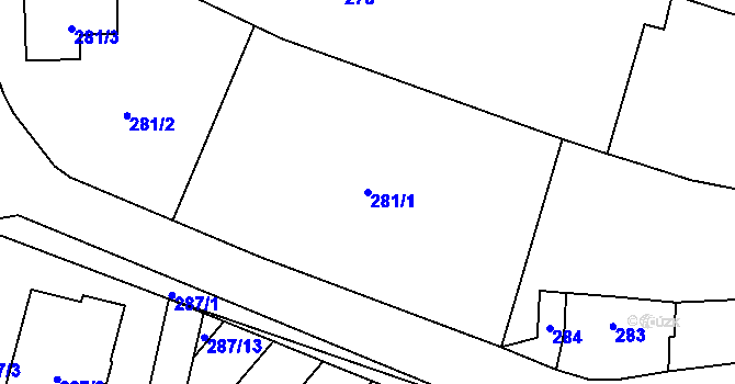 Parcela st. 281/1 v KÚ Majetín, Katastrální mapa