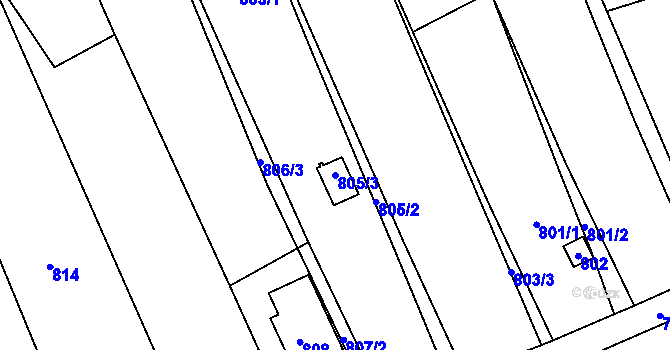 Parcela st. 805/3 v KÚ Majetín, Katastrální mapa