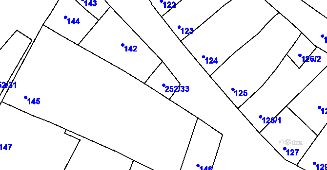 Parcela st. 252/33 v KÚ Majetín, Katastrální mapa