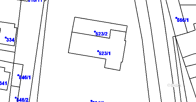 Parcela st. 523/1 v KÚ Majetín, Katastrální mapa