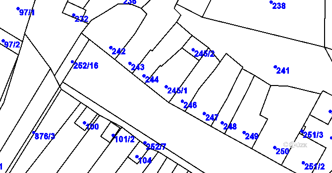Parcela st. 245/1 v KÚ Majetín, Katastrální mapa