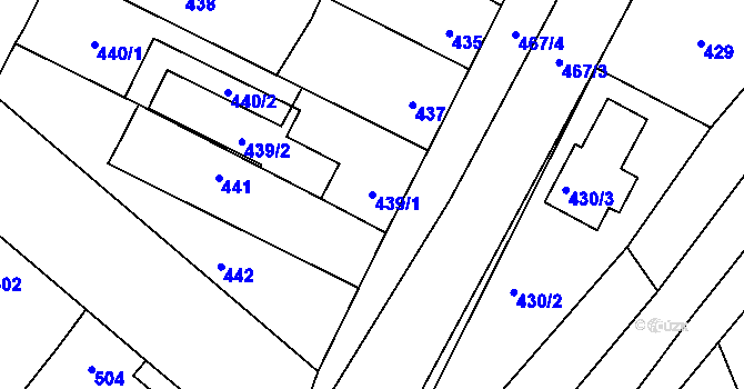 Parcela st. 439/1 v KÚ Majetín, Katastrální mapa