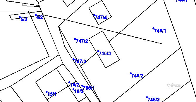 Parcela st. 746/3 v KÚ Majetín, Katastrální mapa
