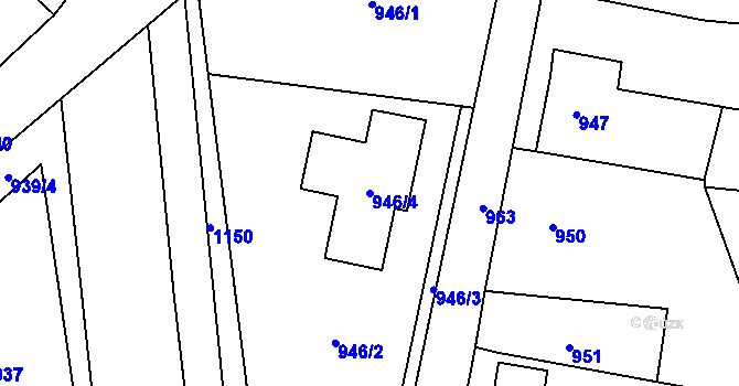 Parcela st. 946/4 v KÚ Majetín, Katastrální mapa