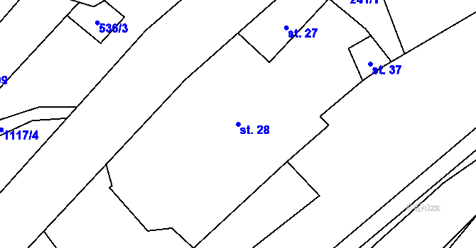 Parcela st. 28 v KÚ Májůvka, Katastrální mapa