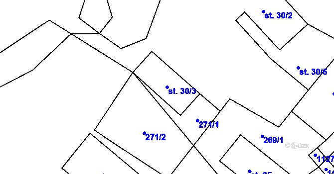 Parcela st. 30/3 v KÚ Májůvka, Katastrální mapa