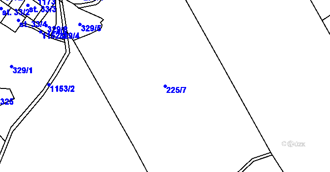 Parcela st. 225/7 v KÚ Májůvka, Katastrální mapa