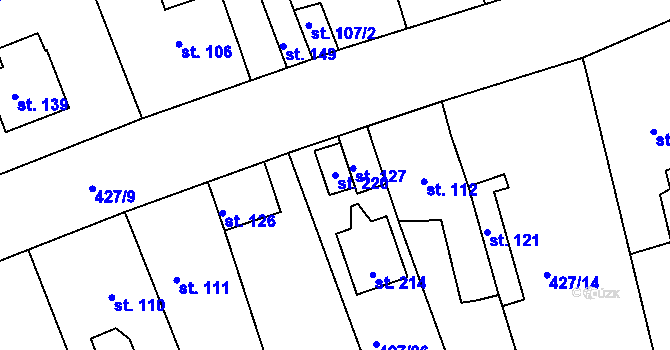 Parcela st. 220 v KÚ Makotřasy, Katastrální mapa