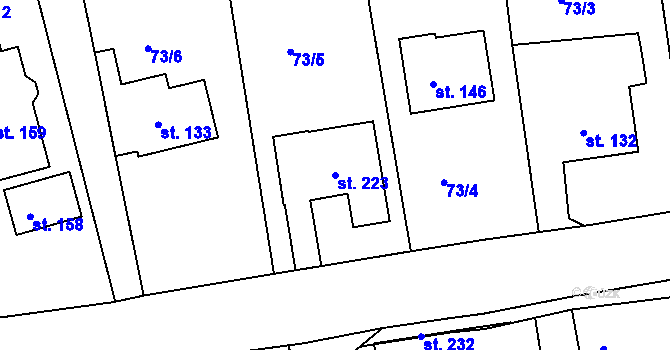 Parcela st. 223 v KÚ Makotřasy, Katastrální mapa