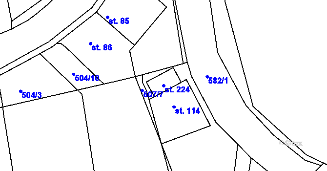 Parcela st. 224 v KÚ Makotřasy, Katastrální mapa
