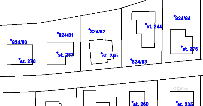 Parcela st. 245 v KÚ Makotřasy, Katastrální mapa
