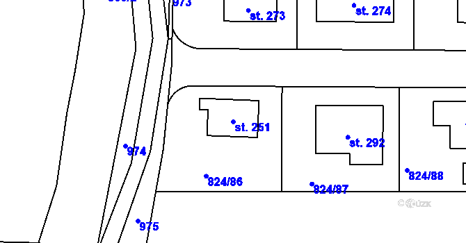 Parcela st. 251 v KÚ Makotřasy, Katastrální mapa